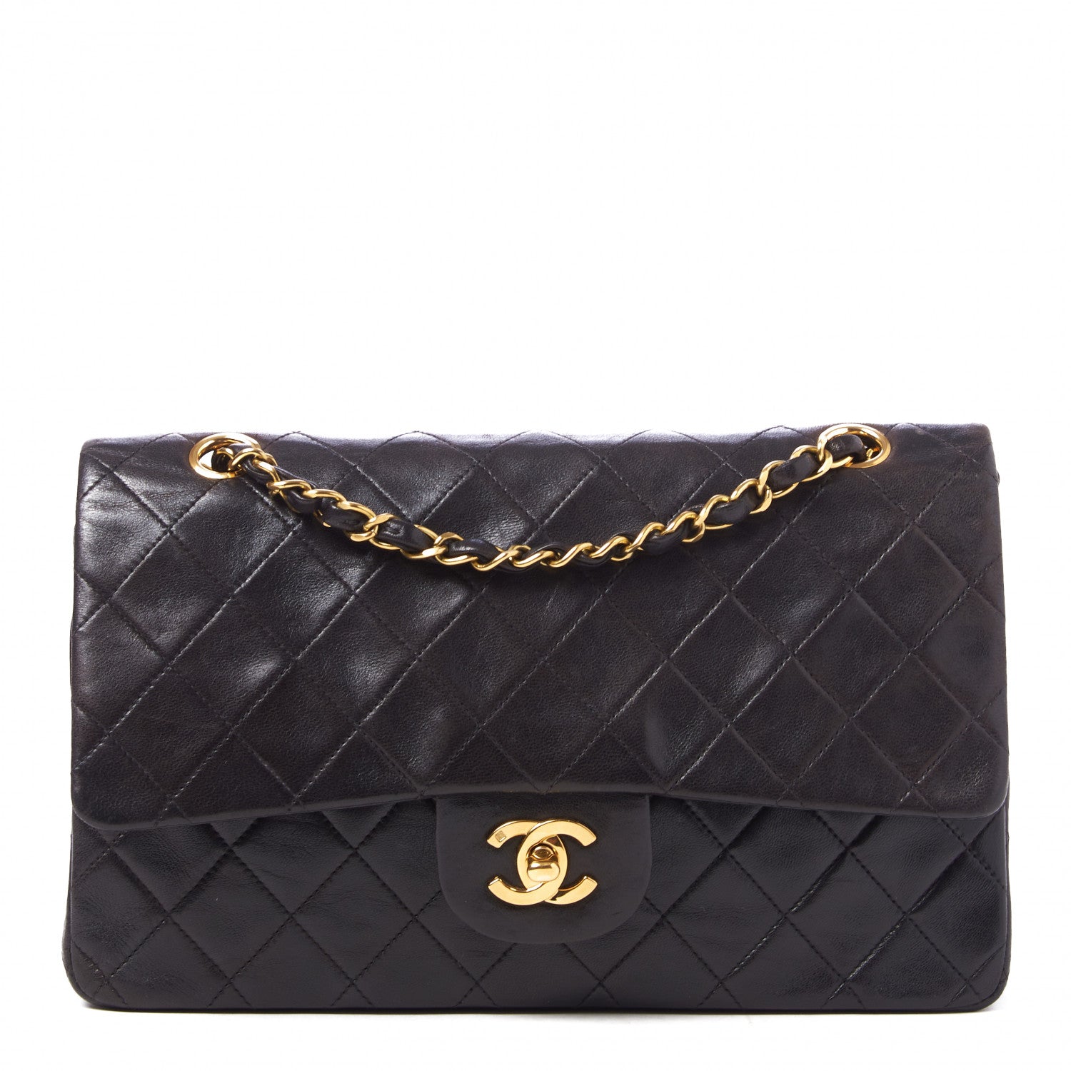 Chanel Lambskin Quilted Medium Double Flap Black 1 of 9