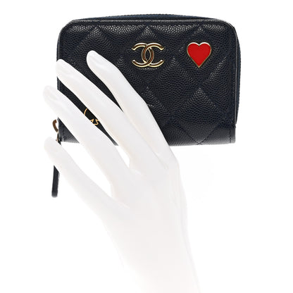 Chanel Caviar Enamel Coco Casino Quilted Zip Coin Purse Navy Blue 2 of 9