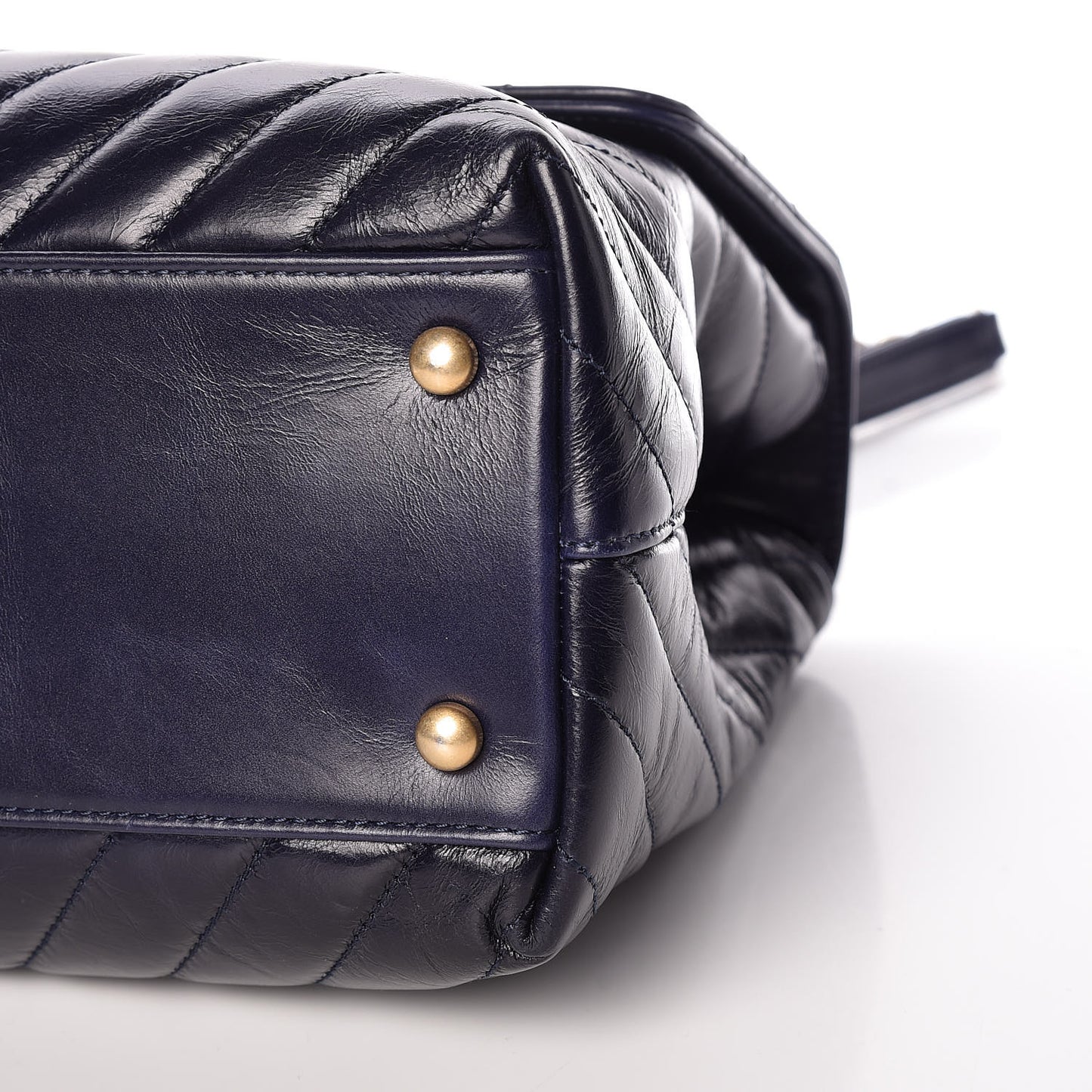 Calfskin Chevron Quilted Medium Coco Handle Flap Blue