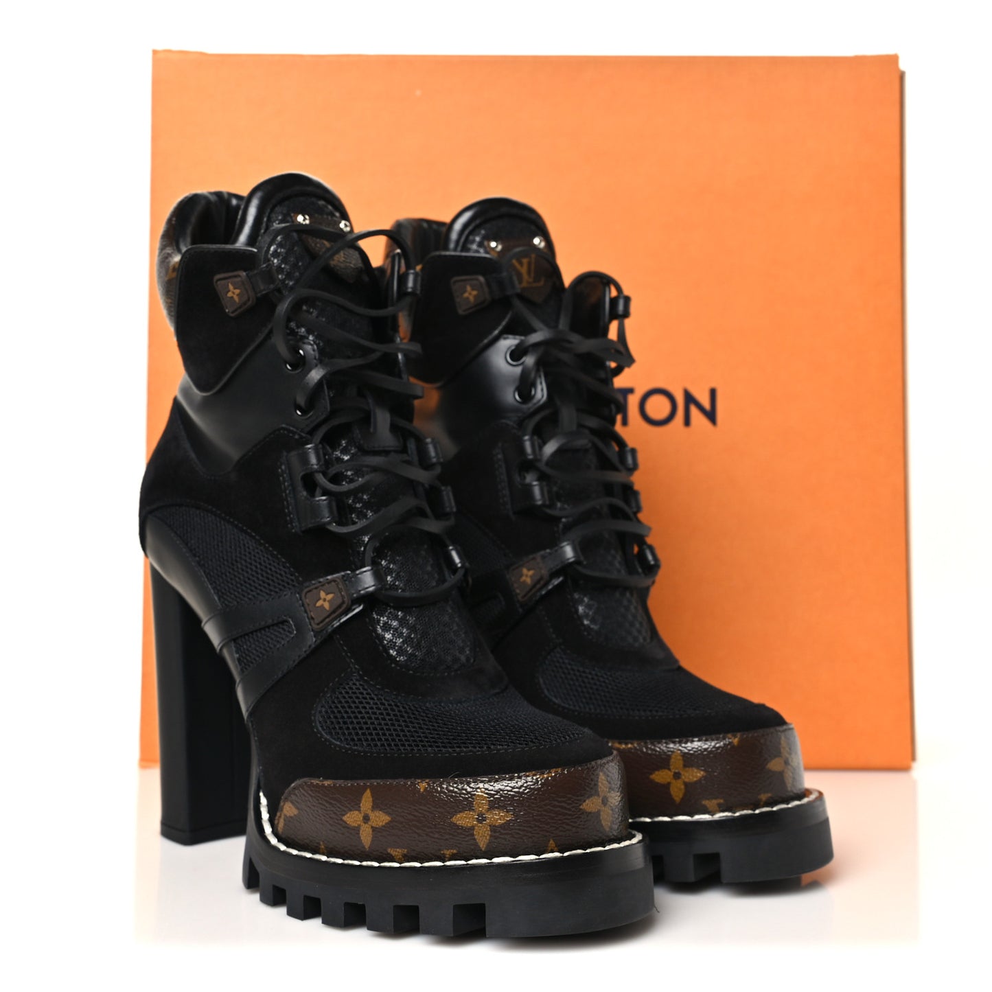 Suede Calfskin Monogram Star Trail Ankle Boots 41 Black