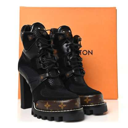 Louis Vuitton Suede Calfskin Monogram Star Trail Ankle Boots 41 Black 8 of 8