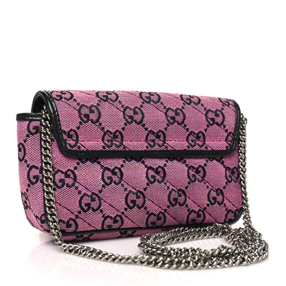 Gucci Monogram Multicolor Matelasse Diagonal Super Mini GG Marmont Shoulder Bag Pink Blue 3 of 10