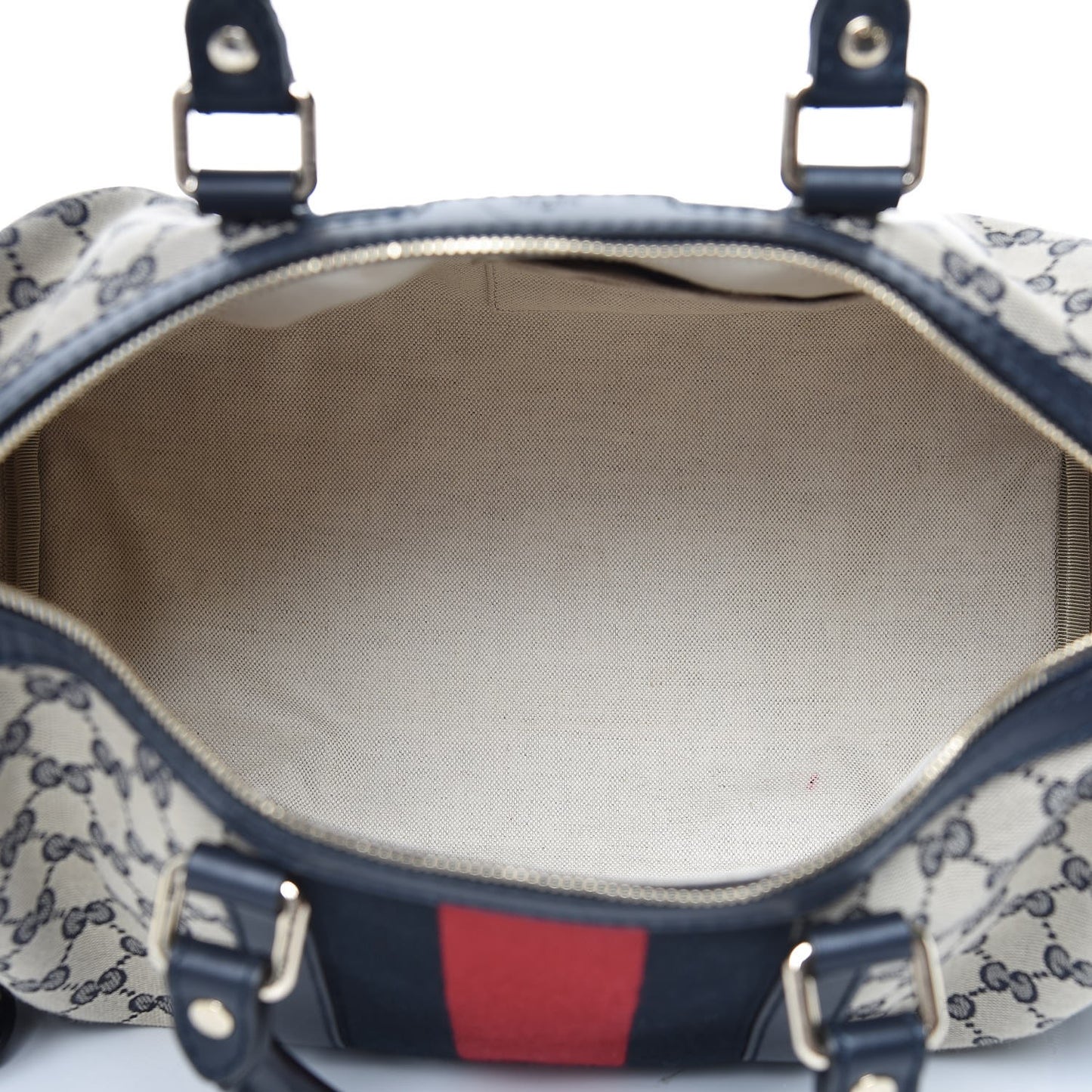 Monogram Selleria Calfskin Vintage Web Medium Boston Beige Blue