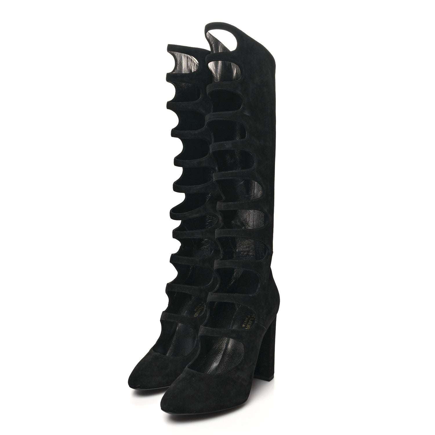 Saint Laurent Suede Cut Out Joplin Over The Knee Boots 36.5 Black 3 of 8