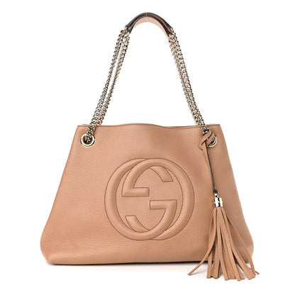 Gucci Pebbled Calfskin Medium Soho Chain Shoulder Bag Rose Beige 1 of 10