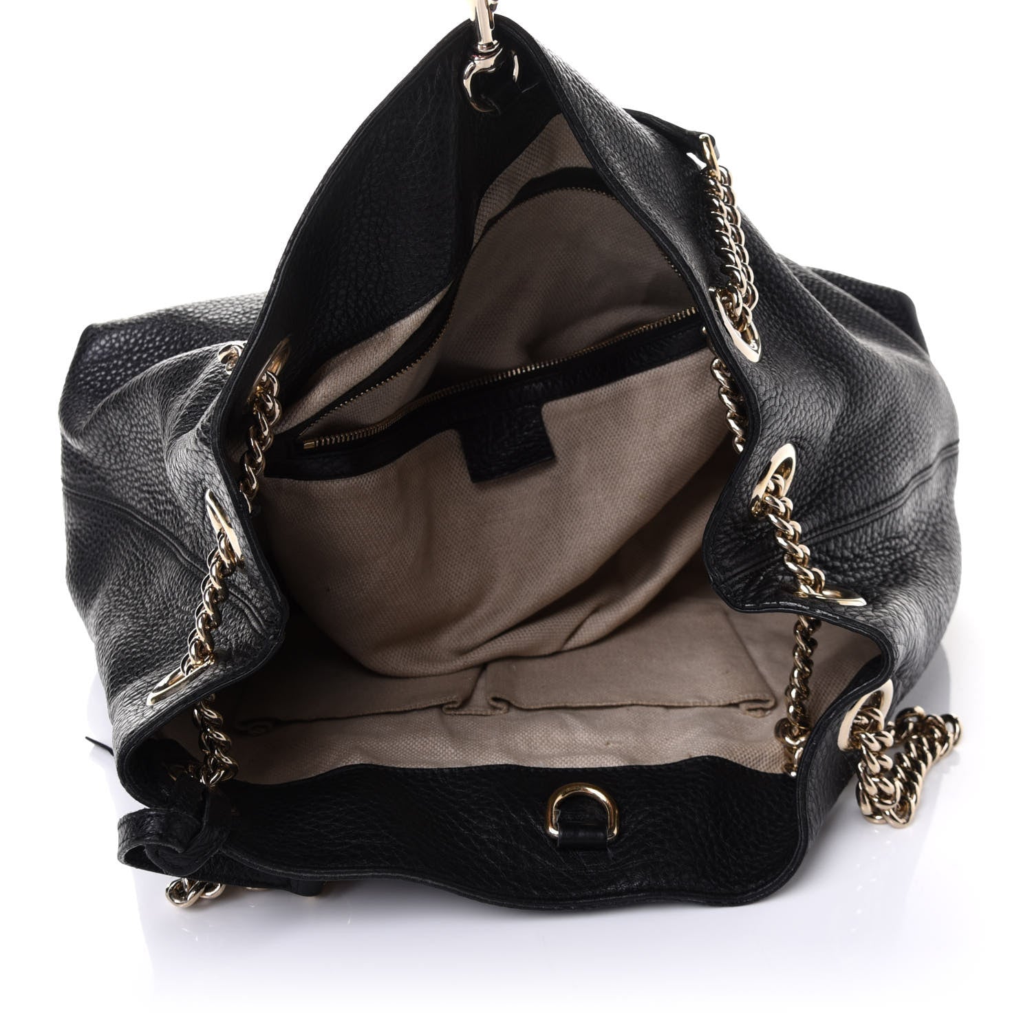 Gucci Pebbled Calfskin Medium Soho Chain Shoulder Bag Black 5 of 14