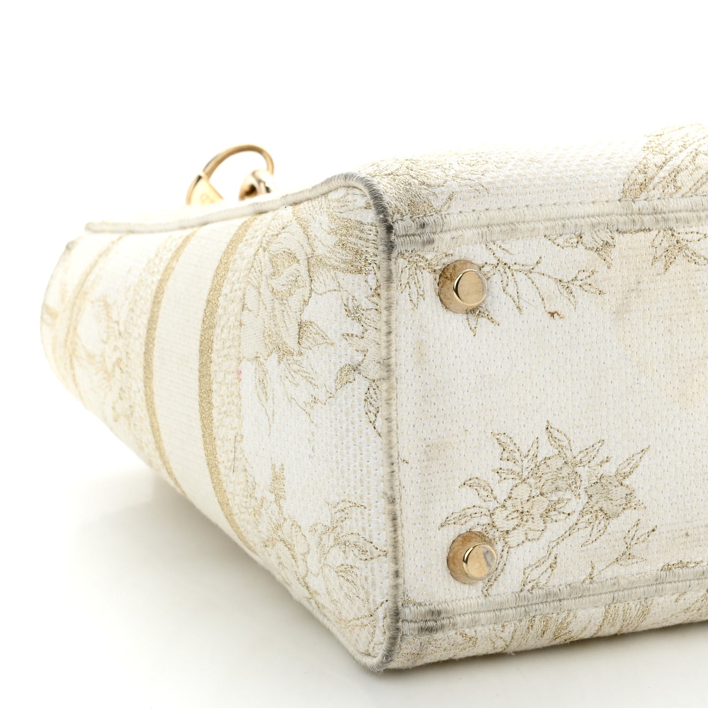 Canvas Embroidered Jardin D'Hiver Medium Lady D-Lite White Gold