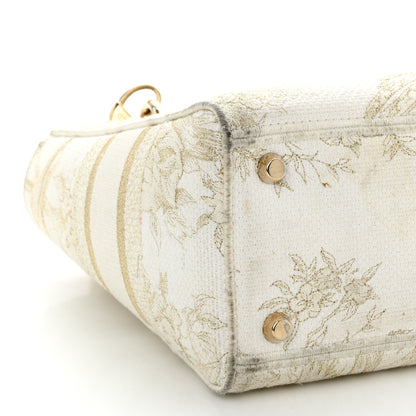 Christian Dior Canvas Embroidered Jardin D'Hiver Medium Lady D-Lite White Gold 9 of 14