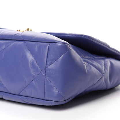 Chanel Shiny Goatskin Quilted Large Chanel 19 Flap Blue 7 of 11