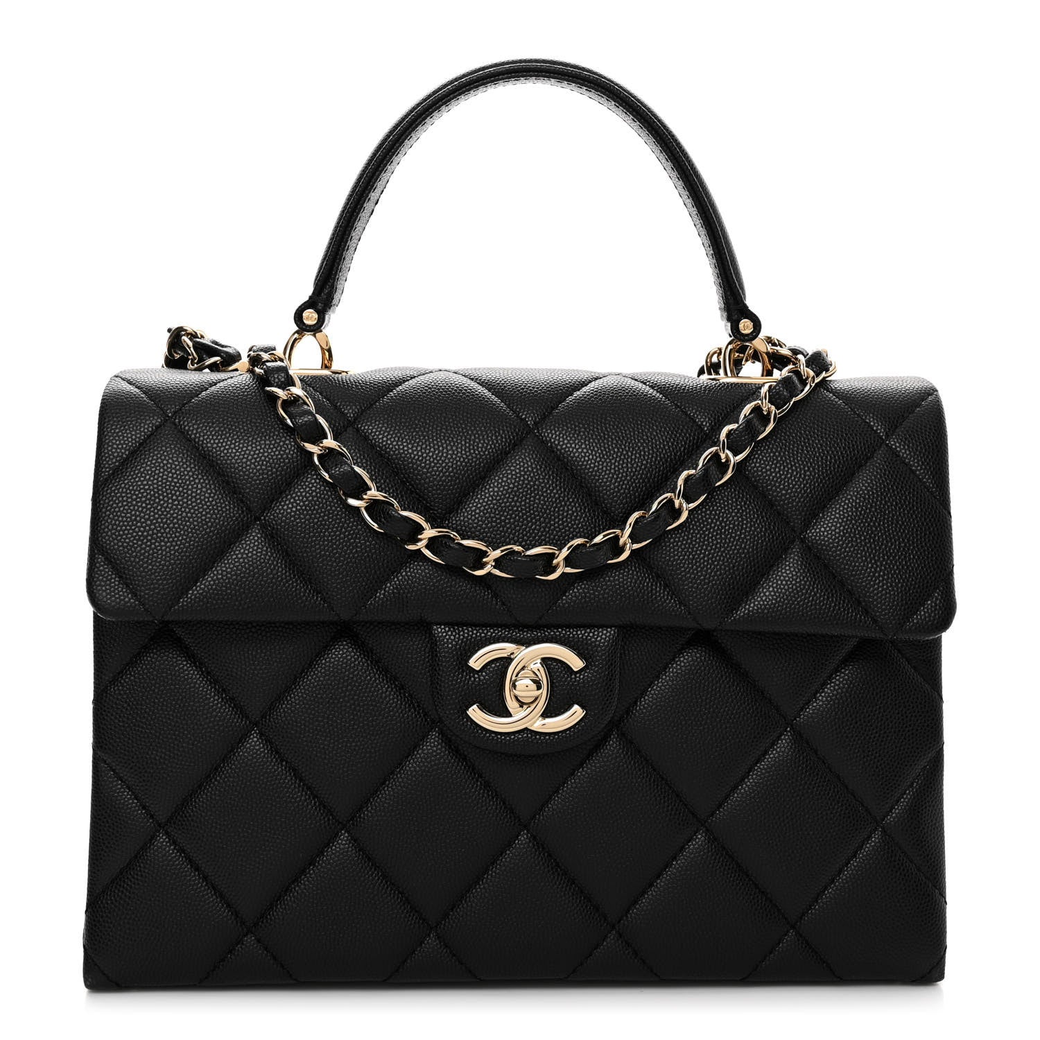 Chanel Caviar Quilted Medium Retro Twist Top Handle Flap Black 1 of 10