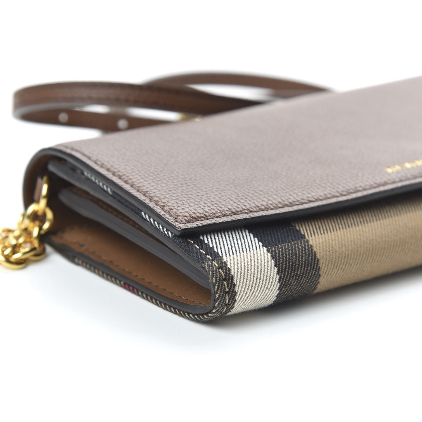 Derby Calfskin House Check Henley Wallet On Chain Tan