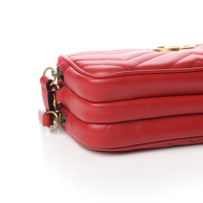 Gucci Calfskin Matelasse Mini GG Marmont Chain Crossbody Bag Hibiscus Red 9 of 12