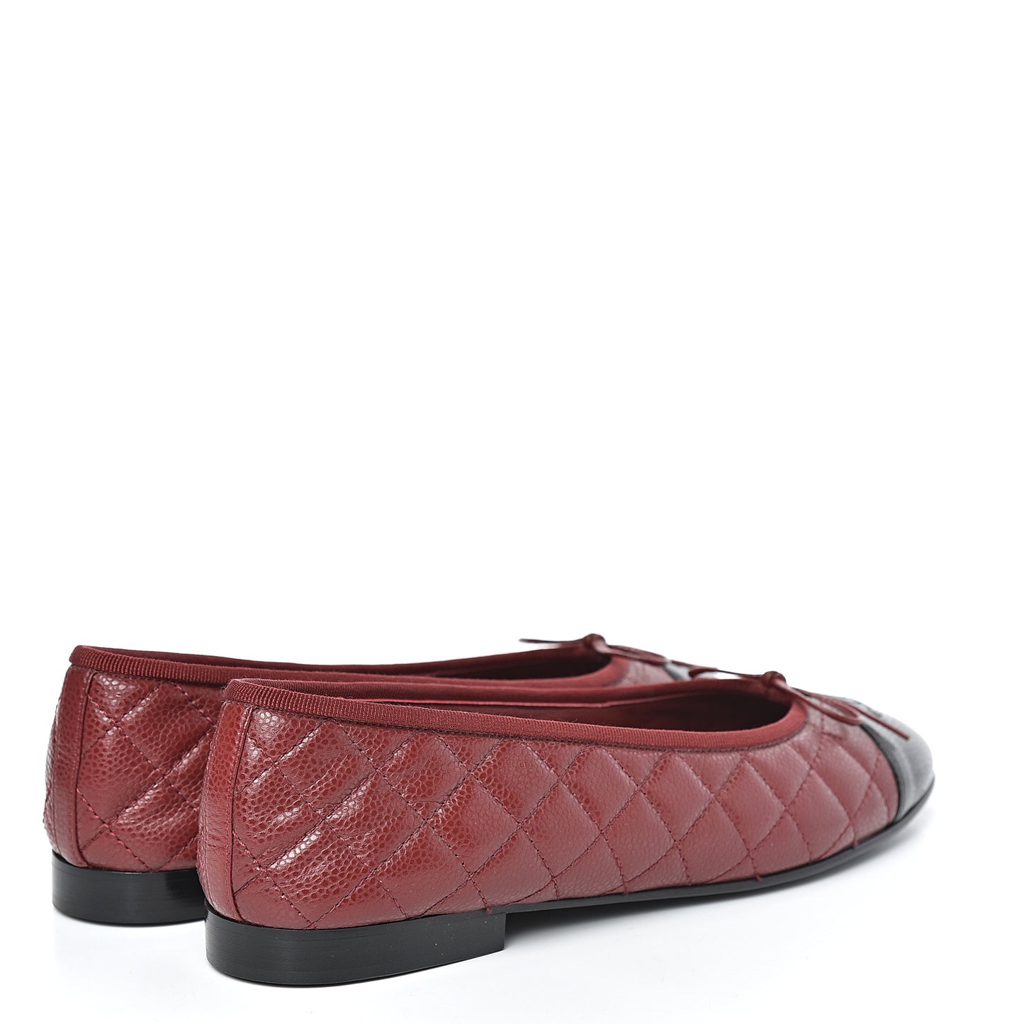Caviar Quilted CC Cap Toe Ballerina Flats 41 Black Red