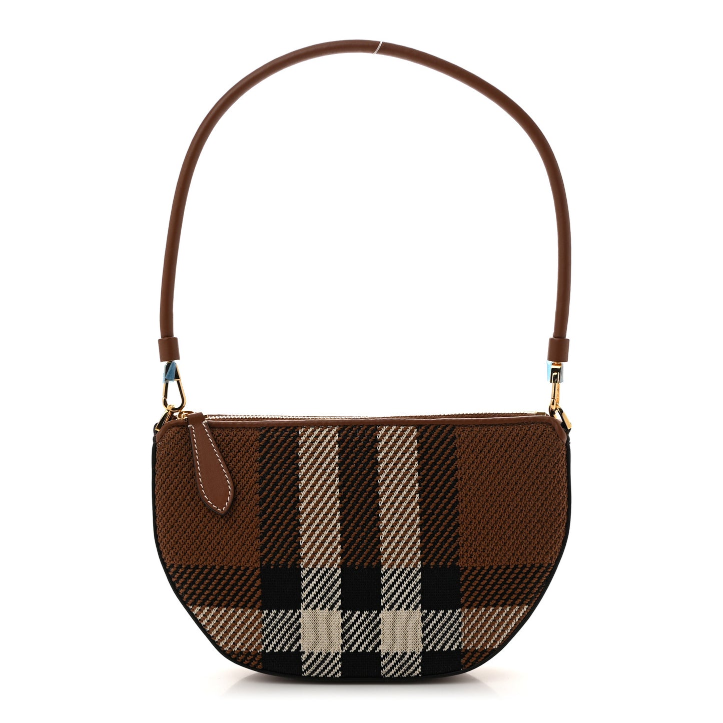 Canvas Calfskin Check Knitted Small Olympia Birch Brown
