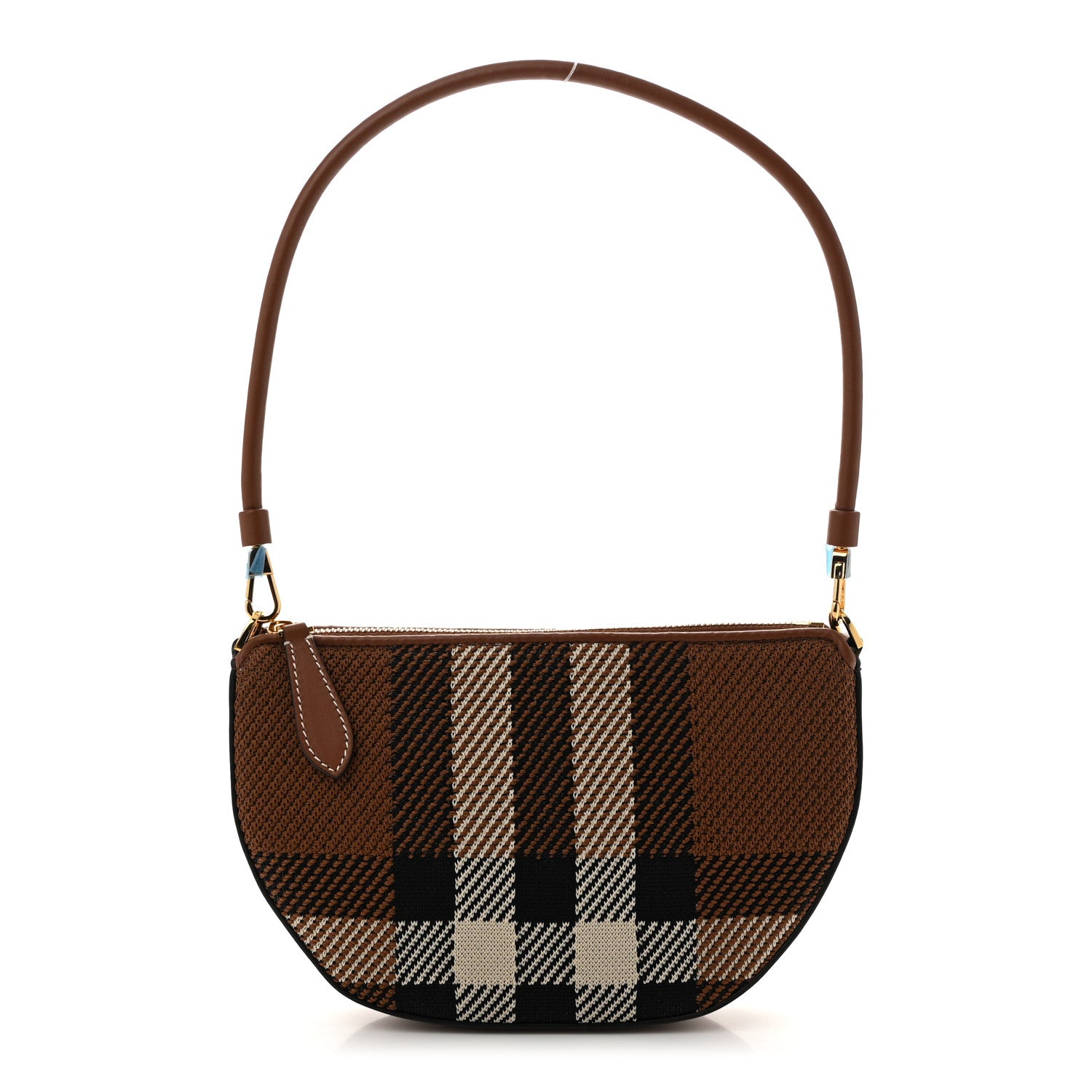 Burberry Canvas Calfskin Check Knitted Small Olympia Birch Brown 1 of 9