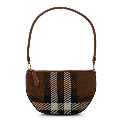 Burberry Canvas Calfskin Check Knitted Small Olympia Birch Brown 1 of 9