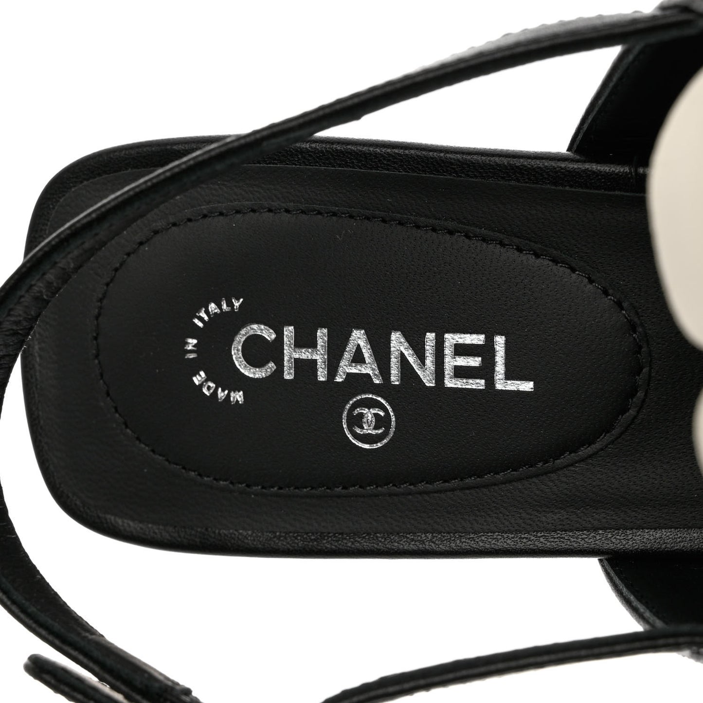 Lambskin Camellia Thong Sandals 36.5 Black White