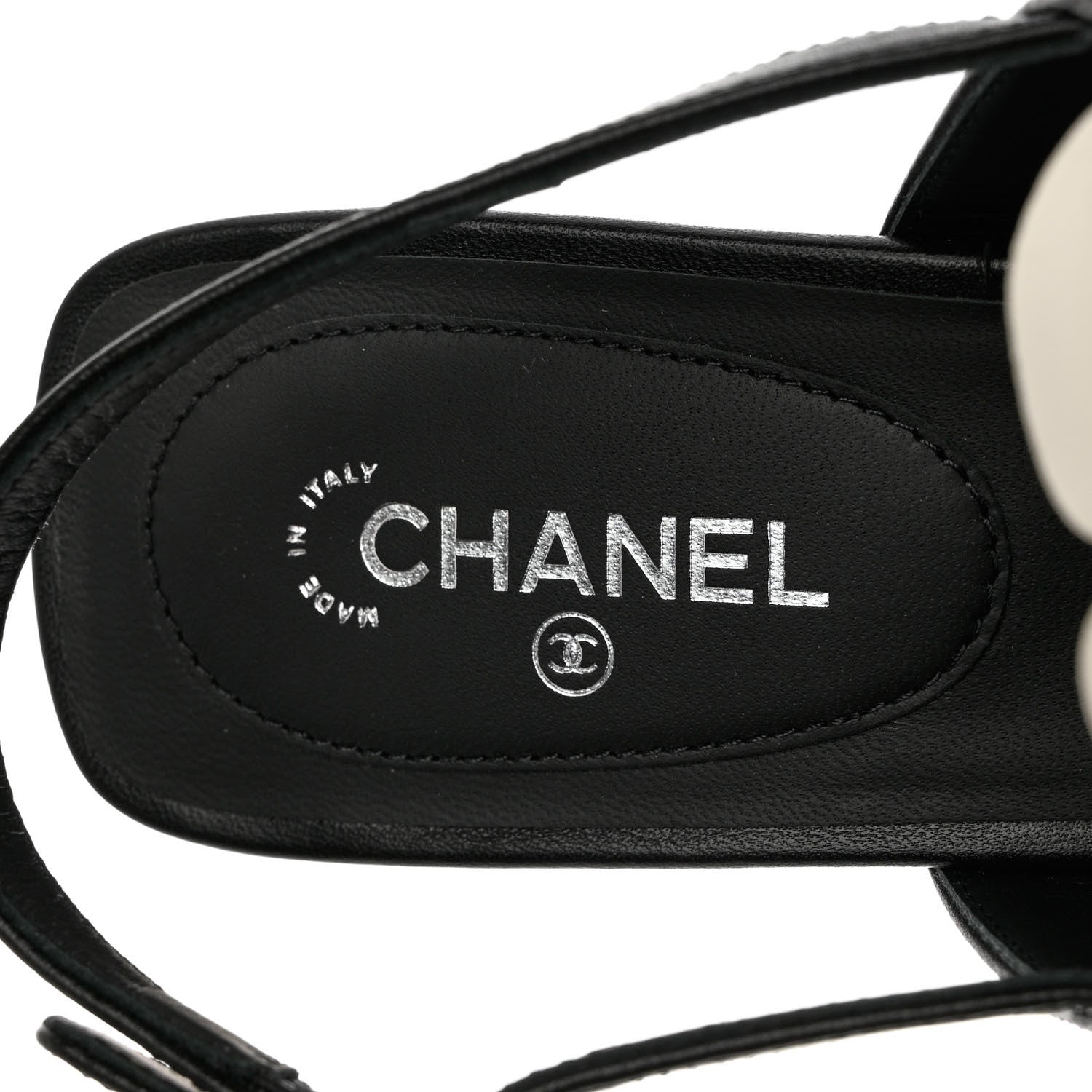 Chanel Lambskin Camellia Thong Sandals 36.5 Black White 7 of 9