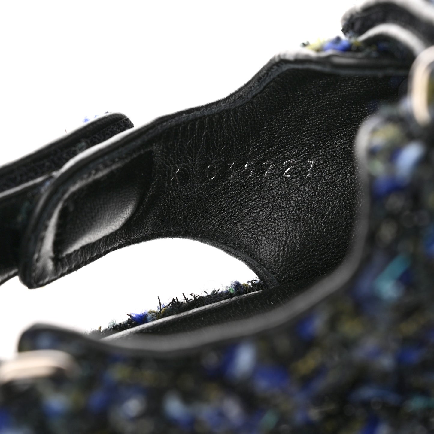 Iridescent Tweed Velcro Dad Sandals 36.5 Navy Blue Multicolor