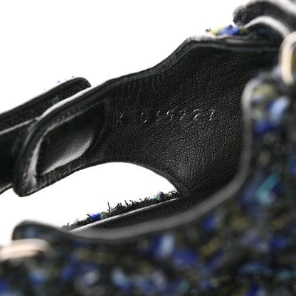 Chanel Iridescent Tweed Velcro Dad Sandals 36.5 Navy Blue Multicolor 8 of 14