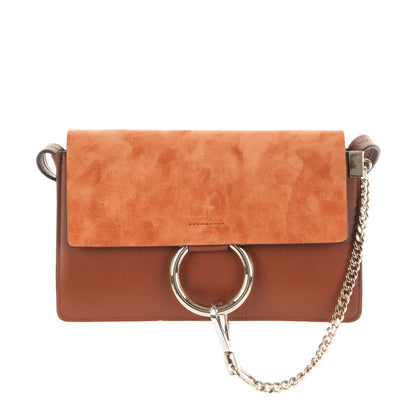 Chloe Suede Calfskin Small Faye Shoulder Bag Tobacco 1 of 7