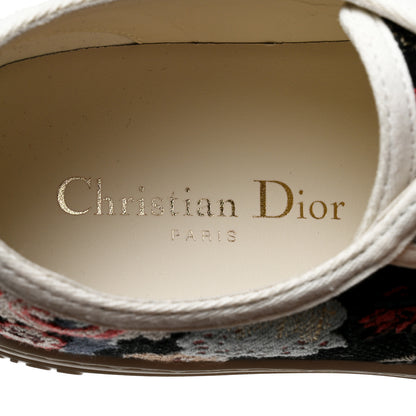 Christian Dior Cotton Floral Pop Embroidered Walk'N'Dior Low Top Sneakers 38 Red Multicolor 7 of 9