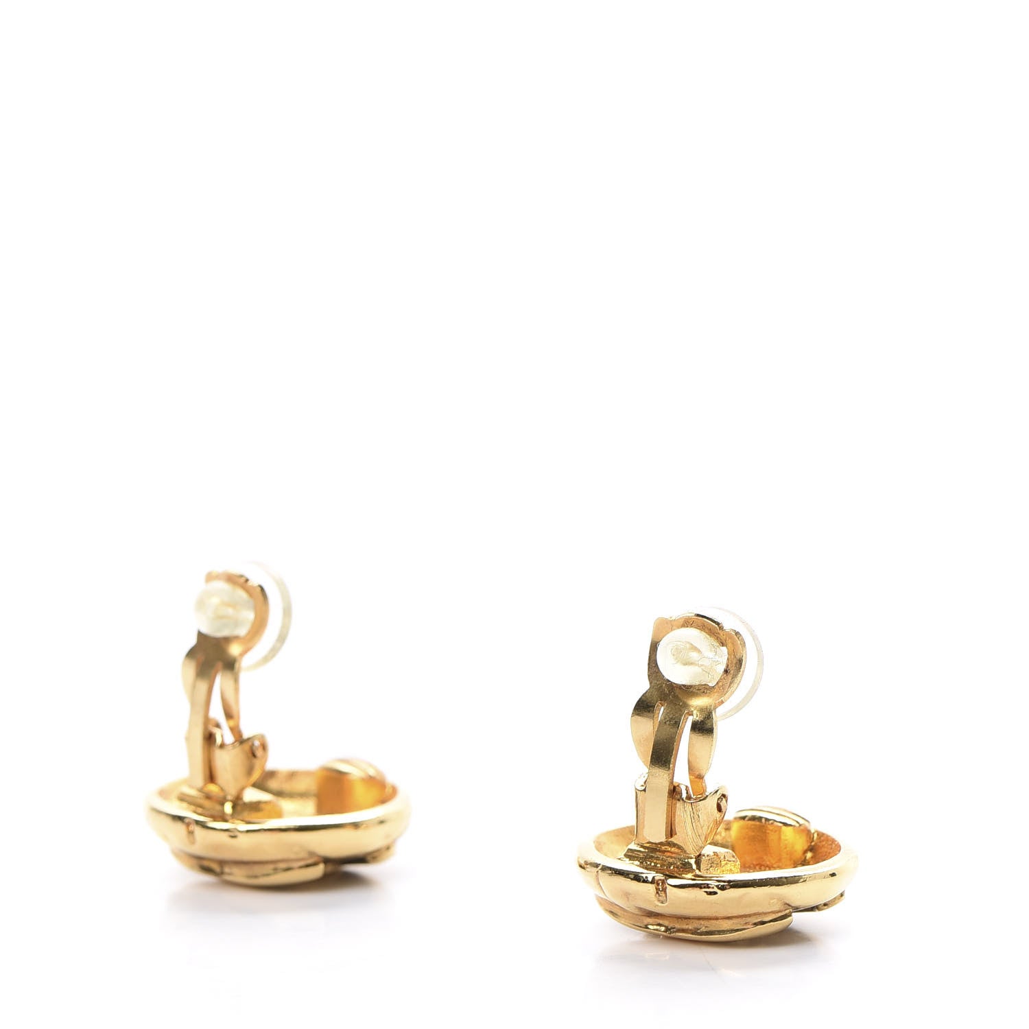 Chanel CC Button Clip On Earrings Gold 3 of 4