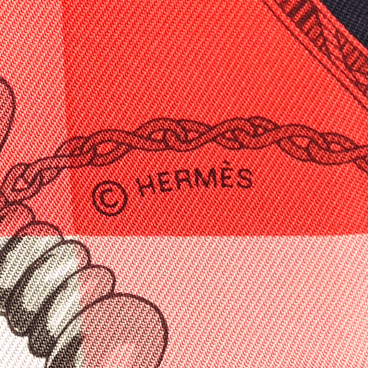 Hermes Silk Mors Et Gourmettes Vichy Twilly Rouge Bleu Gitane White 4 of 4