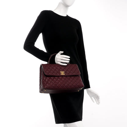 Chanel Caviar Lizard Quilted Medium Coco Handle Flap Burgundy 3 of 9