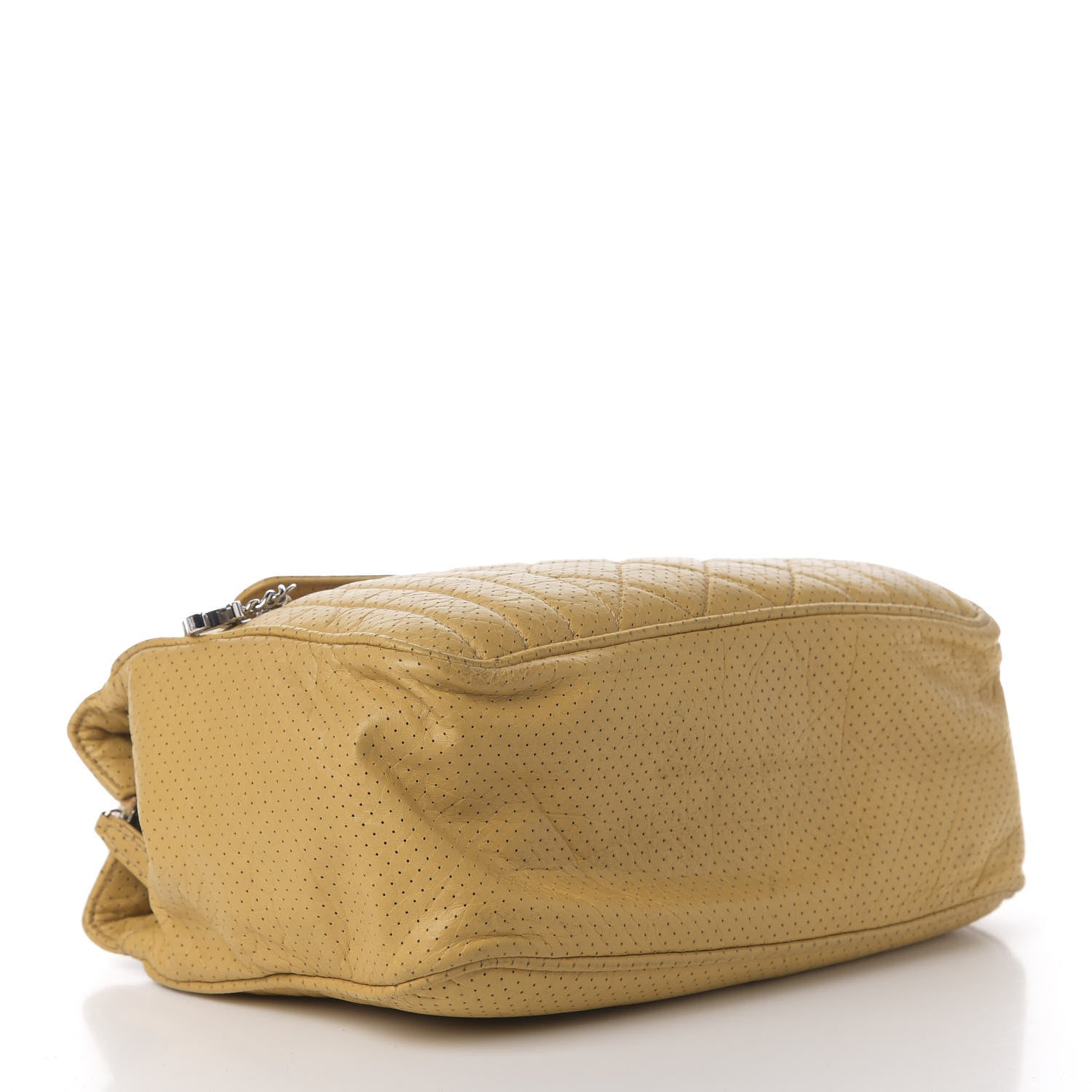 Chanel Calfskin Perforated 50's Satchel Yellow 4 of 12