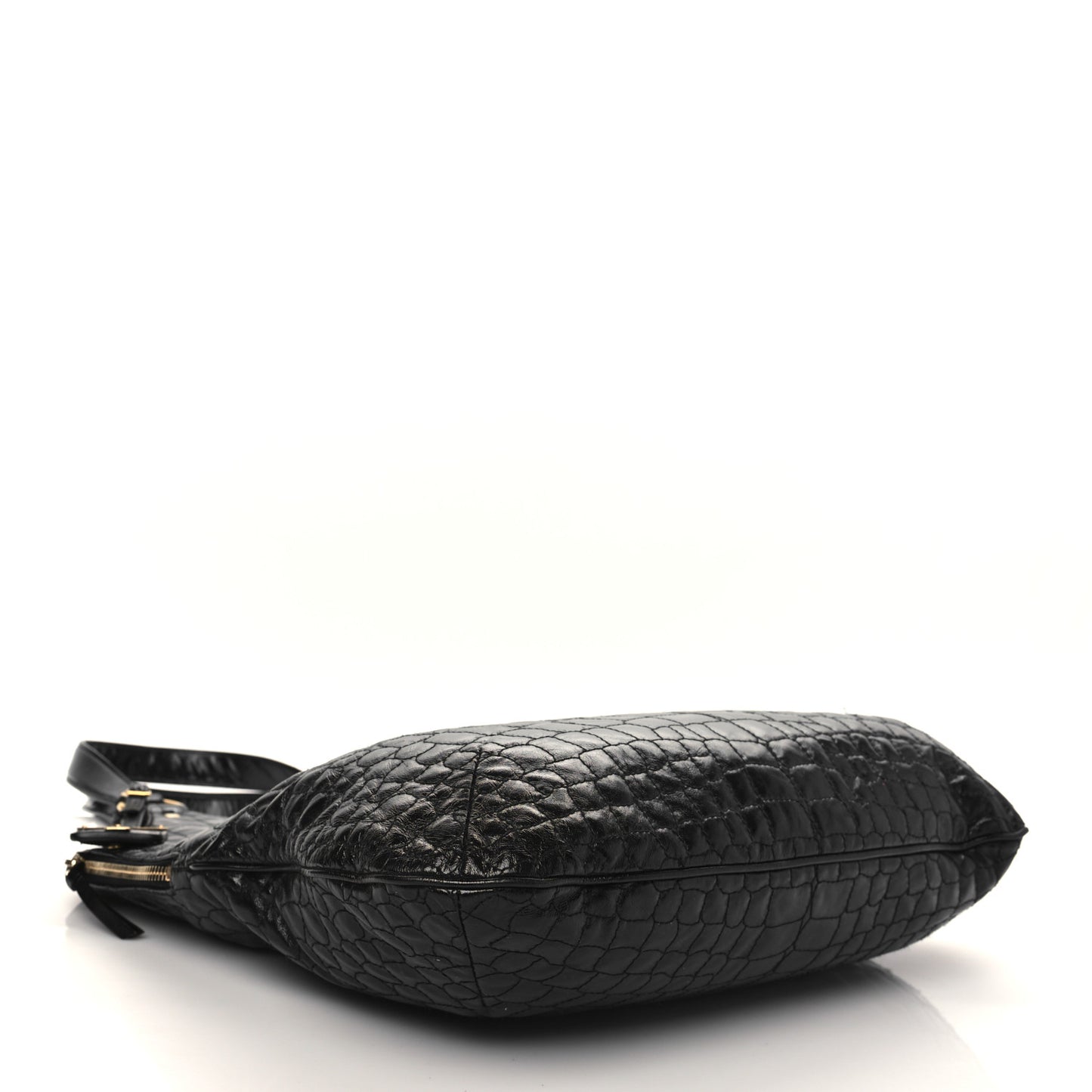 Patent Crocodile Embossed Tribute Tote Black