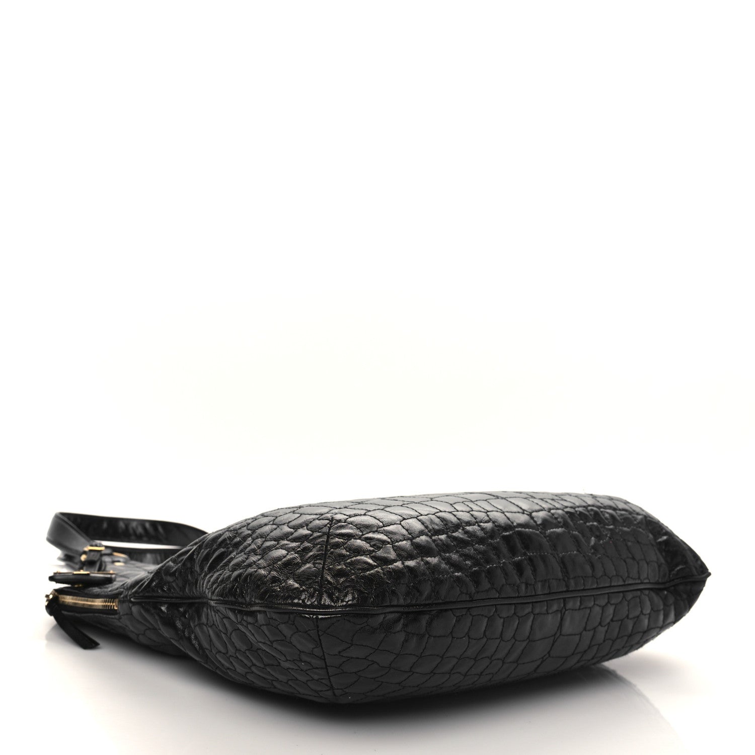 Saint Laurent Patent Crocodile Embossed Tribute Tote Black 4 of 7