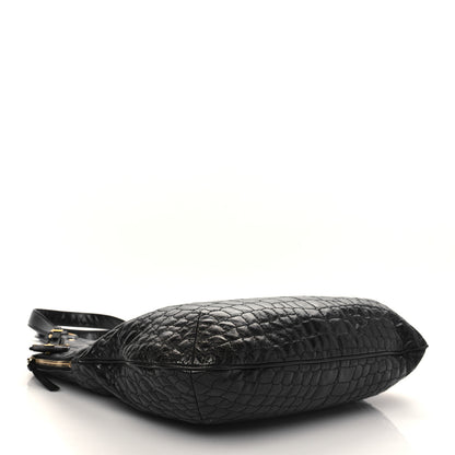 Saint Laurent Patent Crocodile Embossed Tribute Tote Black 4 of 7