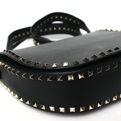 Valentino Garavani Calfskin Large Rockstud Halfmoon Saddle Bag Black 8 of 9
