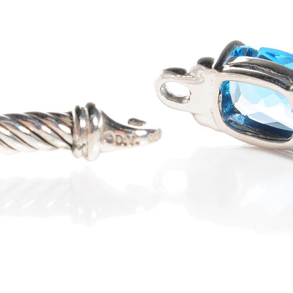 David Yurman Sterling Silver Diamond Blue Topaz 3mm Petite Wheaton Bracelet 4 of 6