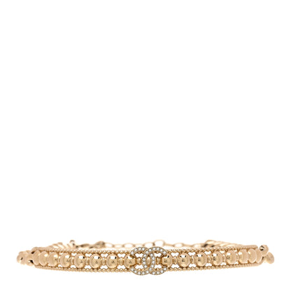 Chanel Metal Crystal Bead Chain Link CC Choker Necklace Gold 1 of 5