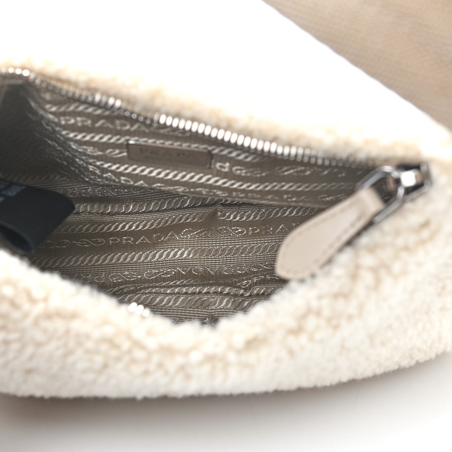 Shearling Mini Re-Edition 2000 Bag Ecru