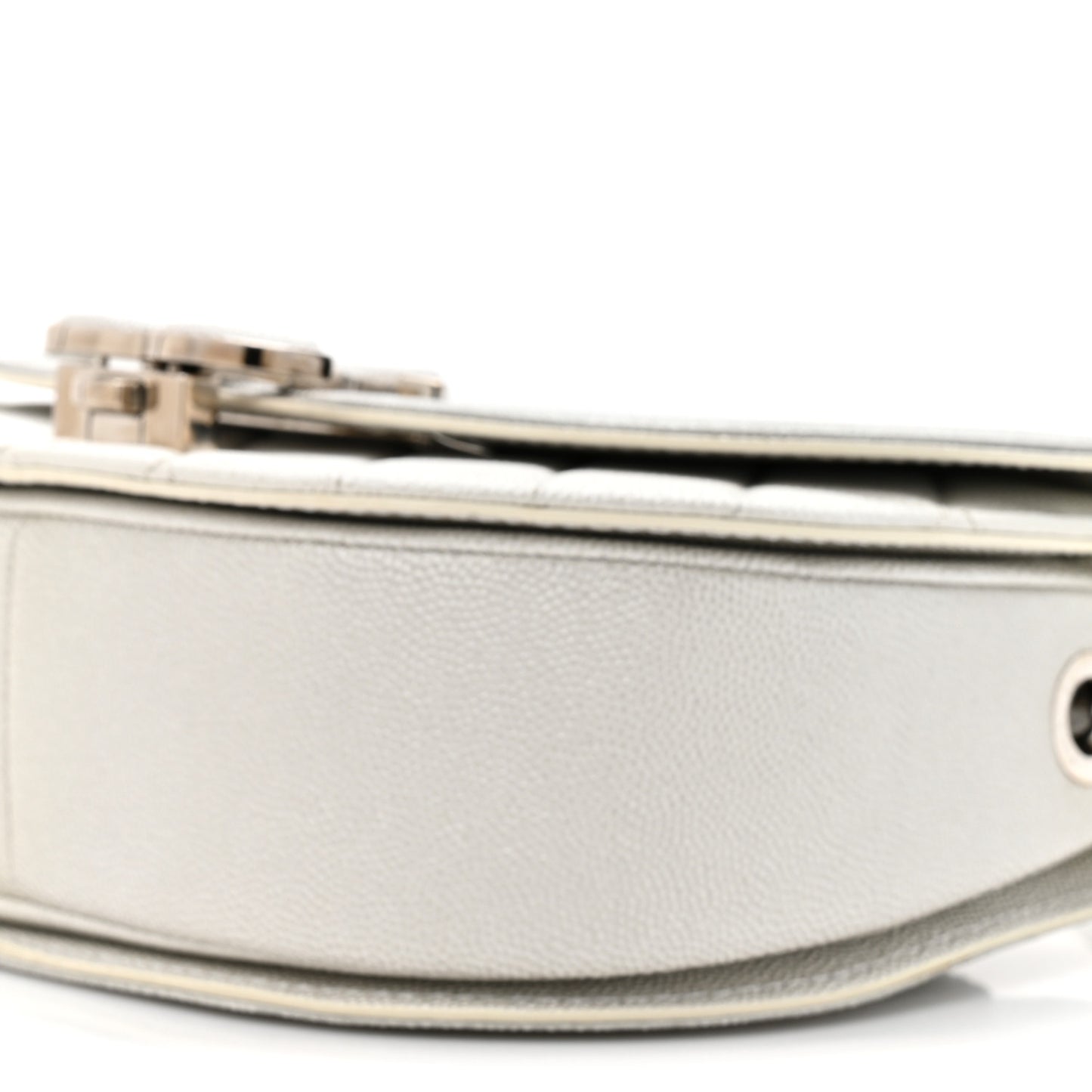 Metallic Caviar Small Coco Curve Messenger Flap Silver