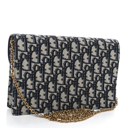 Christian Dior Oblique Saddle Chain Pouch Blue 2 of 4