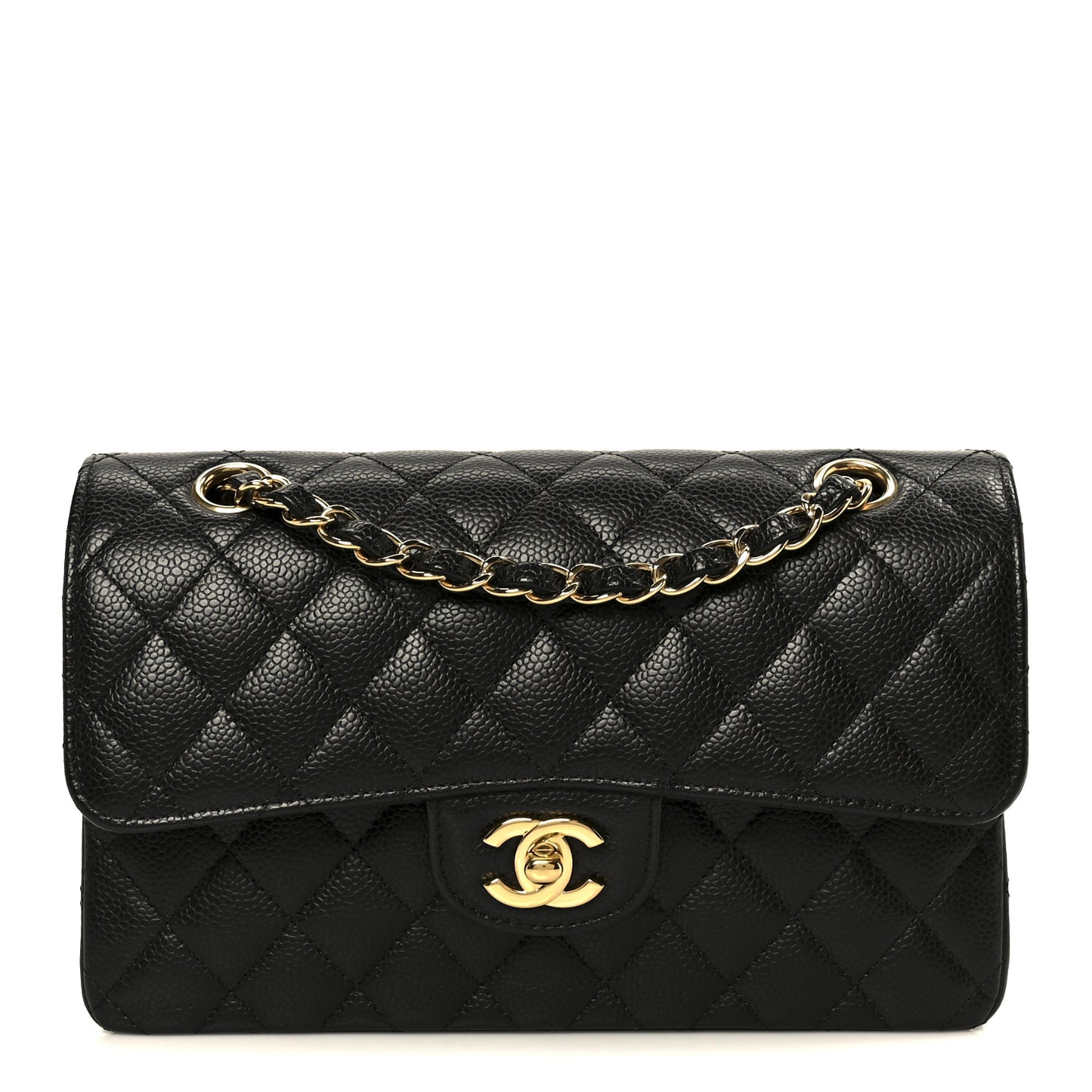 Caviar Quilted Small Double Flap Black