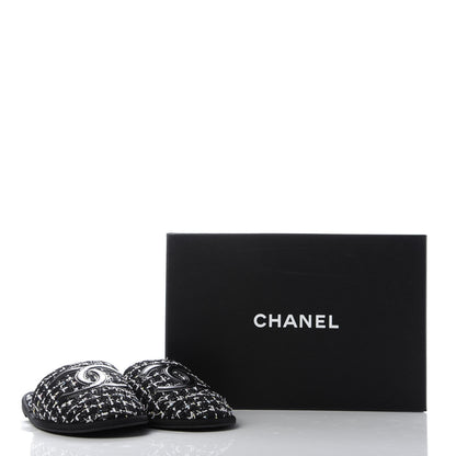 Chanel Tweed CC Flat Mules S Black 10 of 10