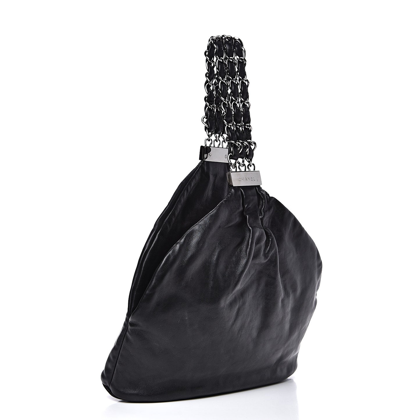 Lambskin Mini Rock and Chain Hobo Black