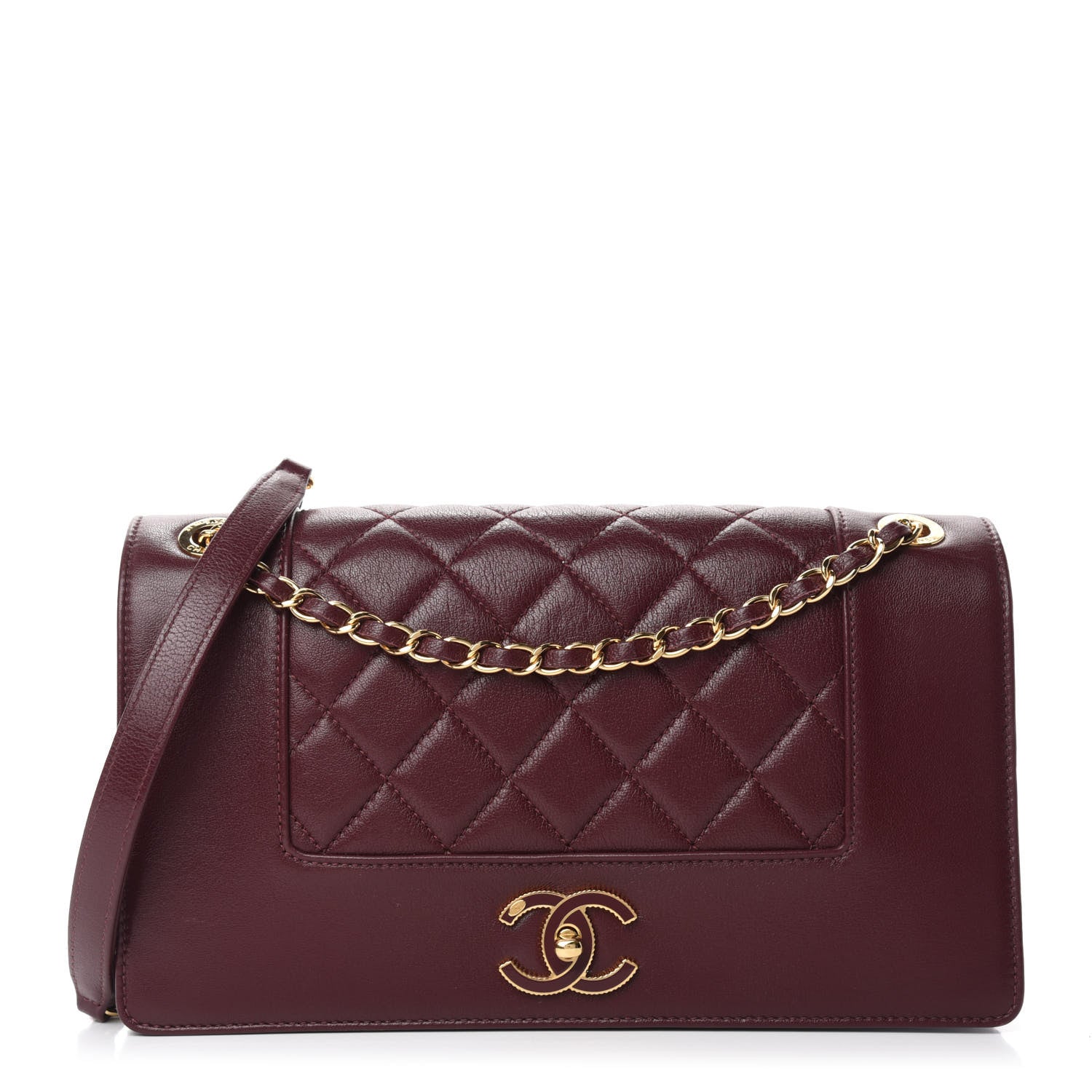 Chanel Sheepskin Quilted Vintage Mademoiselle Flap Dark Red 1 of 15