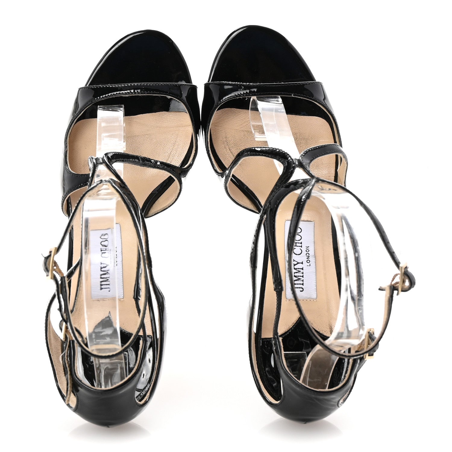 Jimmy Choo Patent Azia 75 Strap Sandals 39.5 Black 2 of 8