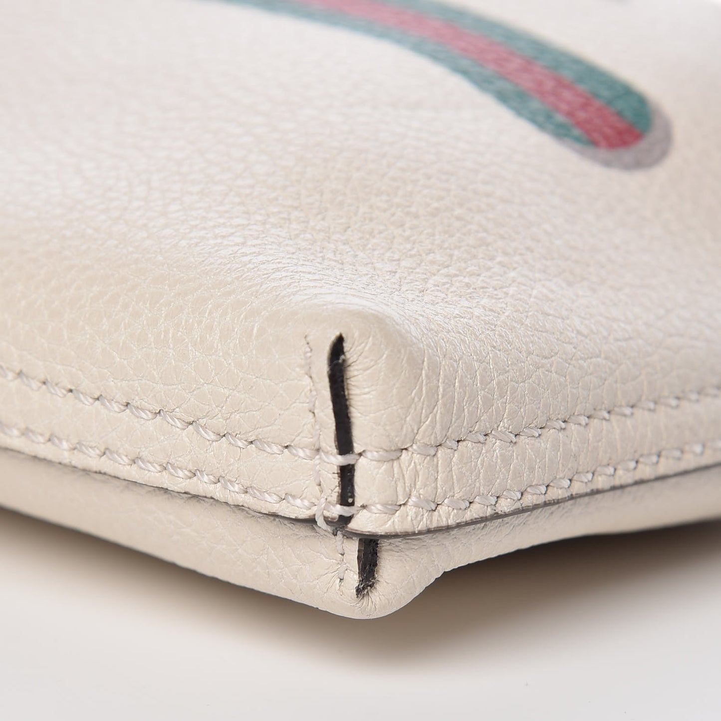Pebbled Calfskin Medium Logo Portfolio Clutch White