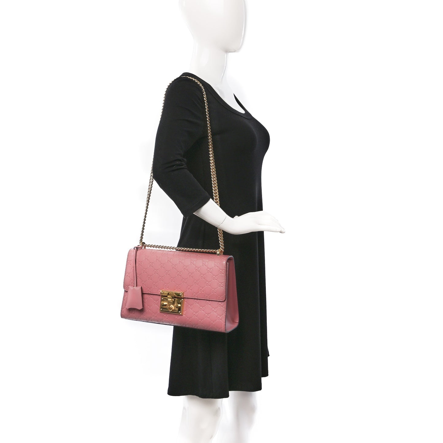 Guccissima Signature Medium Padlock Shoulder Bag Rose Baby Candy