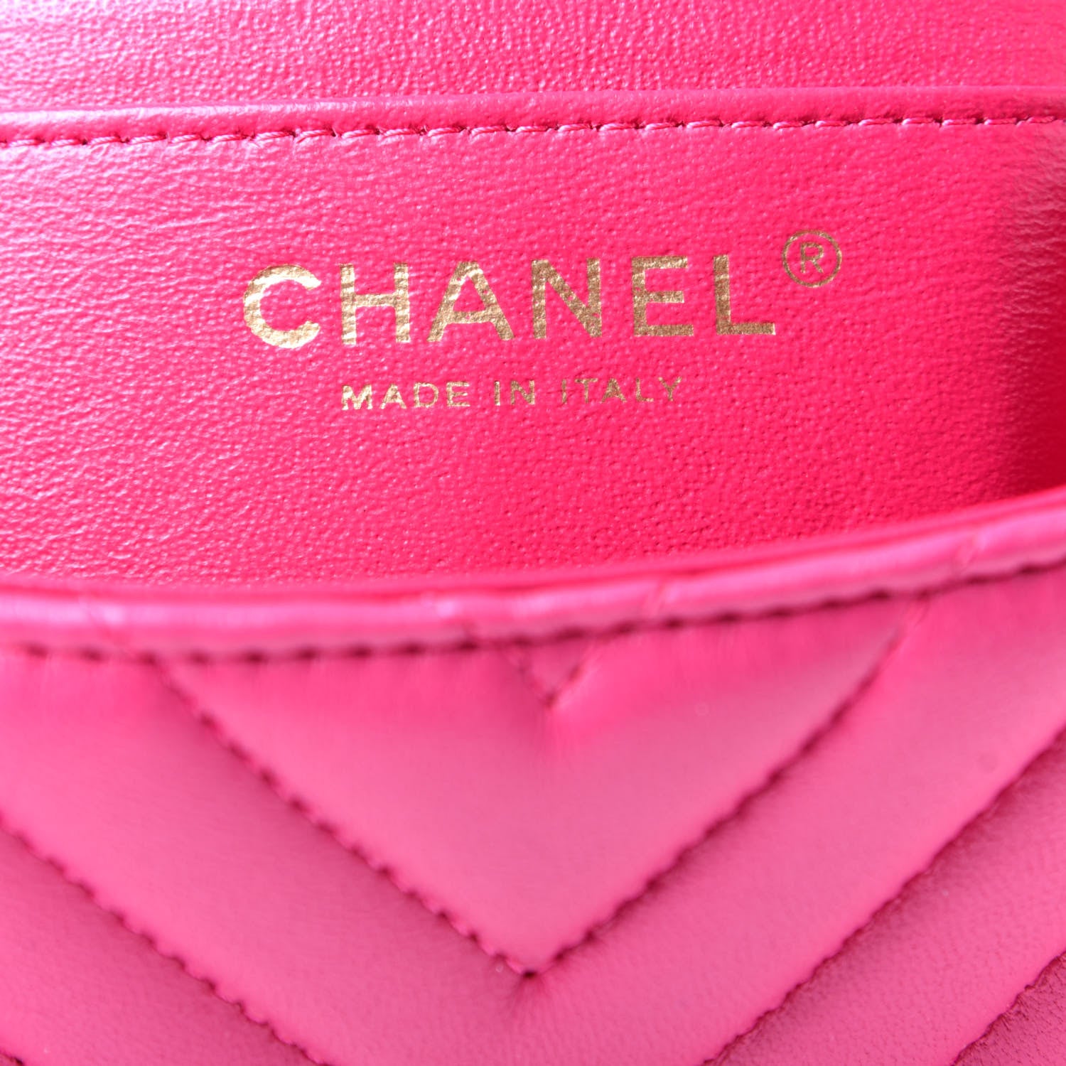 Chanel Lambskin Chevron Quilted Mini Rectangular Flap Dark Pink 6 of 8