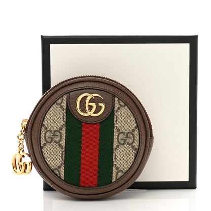 Gucci GG Supreme Monogram Web Ophidia Round Coin Purse Beige New Acero 8 of 8