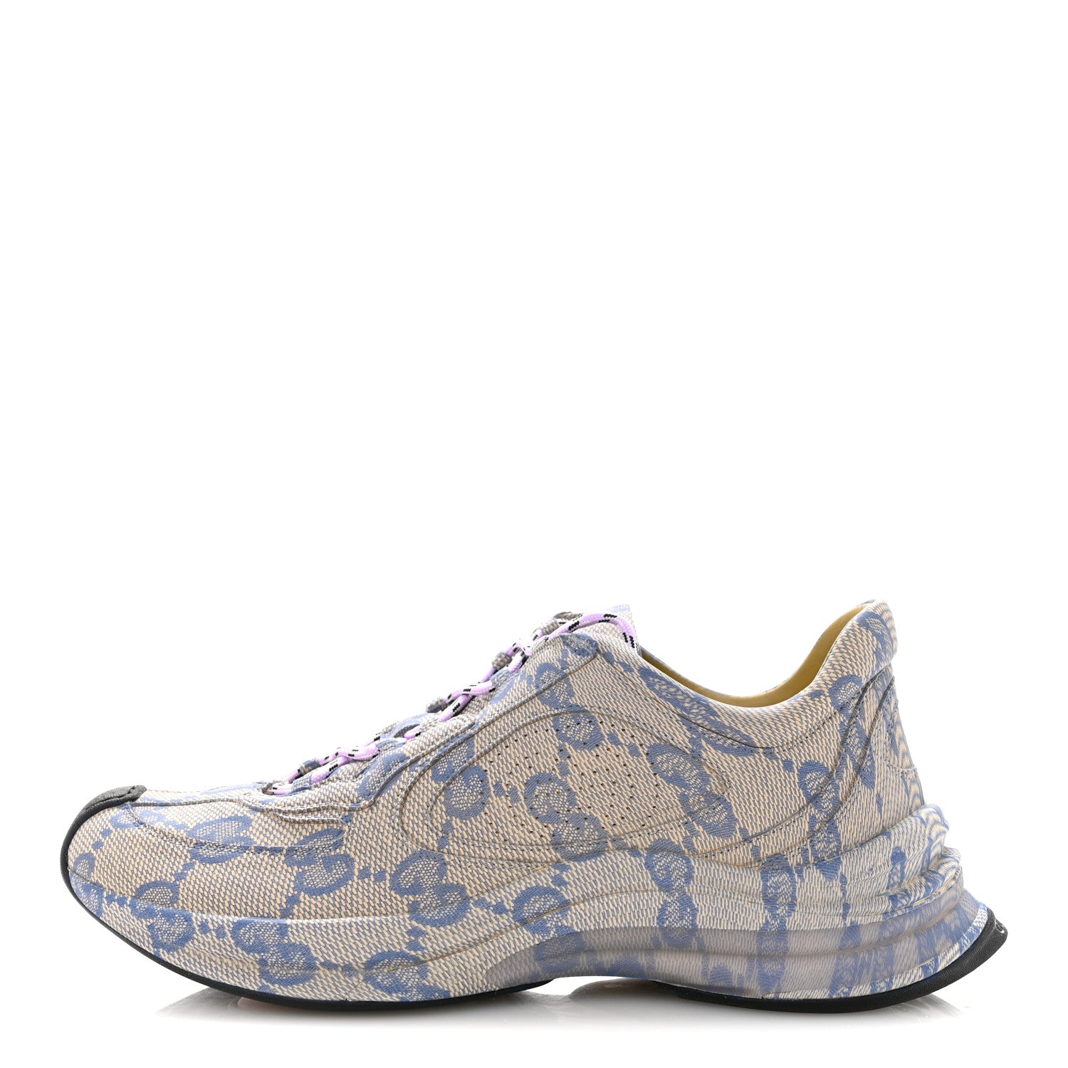 Gucci Ultralight Plume Calfskin Monogram Printed Womens Gucci Run Sneakers 40.5 Beige Blue 1 of 11