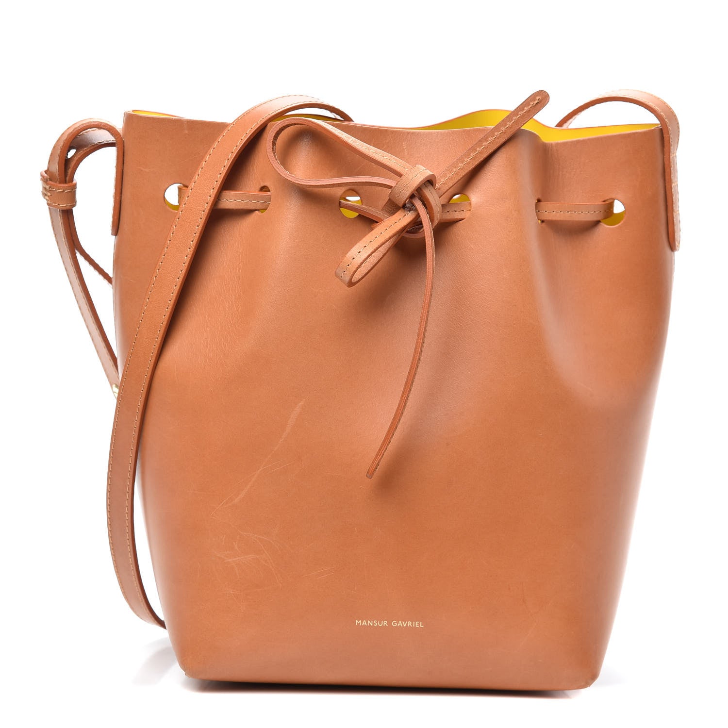 Mansur Gavriel Vegetable Tanned Calfskin Mini Bucket Bag Cammello Sun 1 of 9